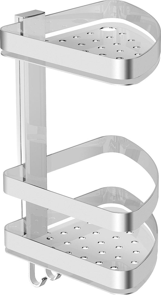 Elenis corner shower basket, 2 tiers, 198x330x206 mm, chrome-plated brass