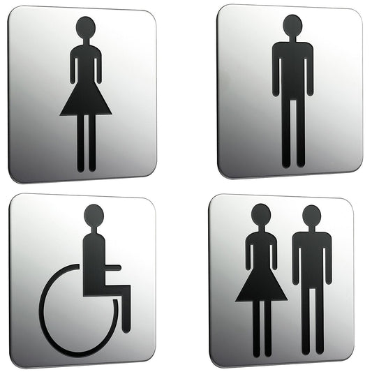 emco system 2 chrome door sign, wheelchair user, adhesive backing