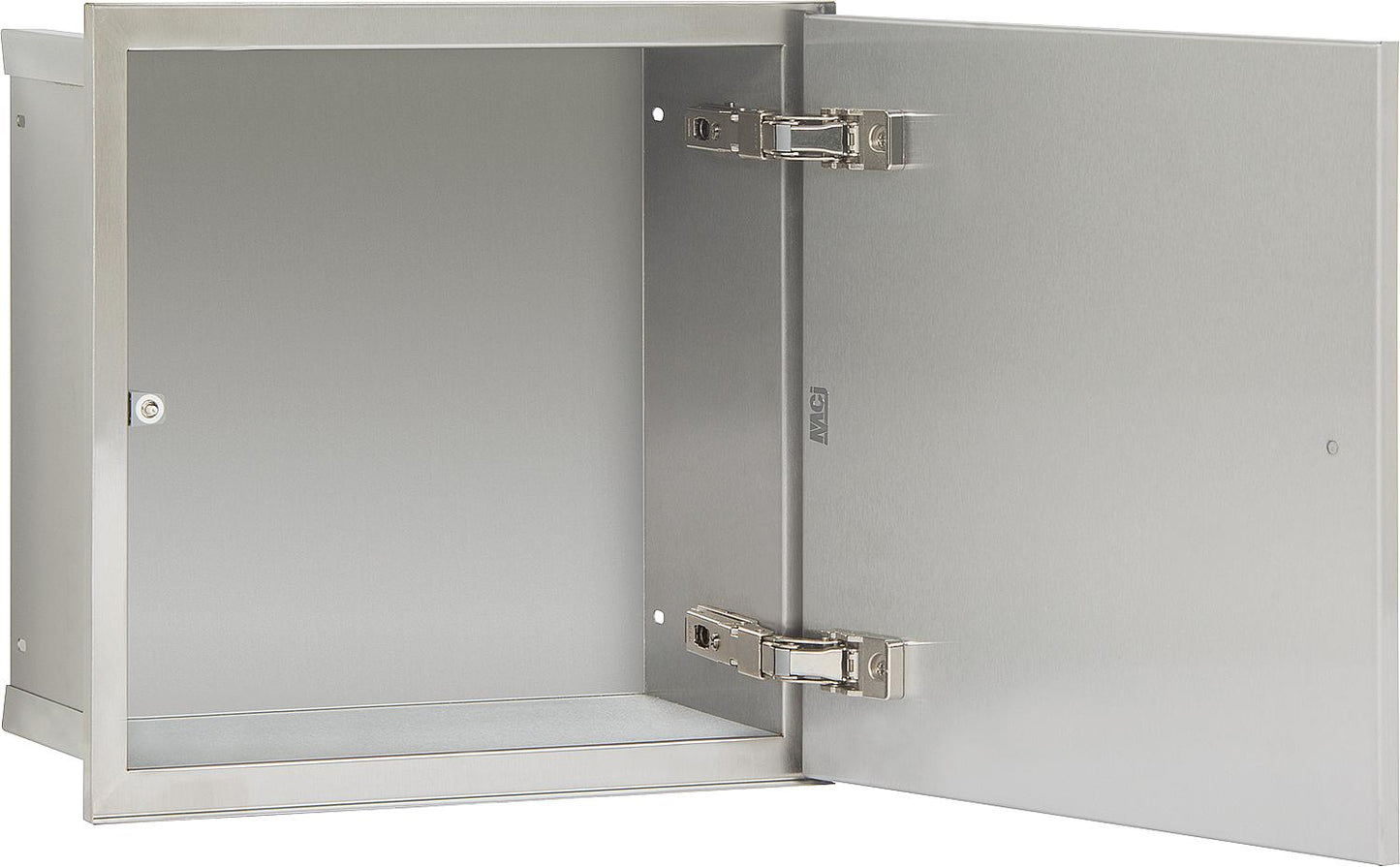 Built-in stainless steel container, 300 mm high, 1 tileable door, reversible hinge