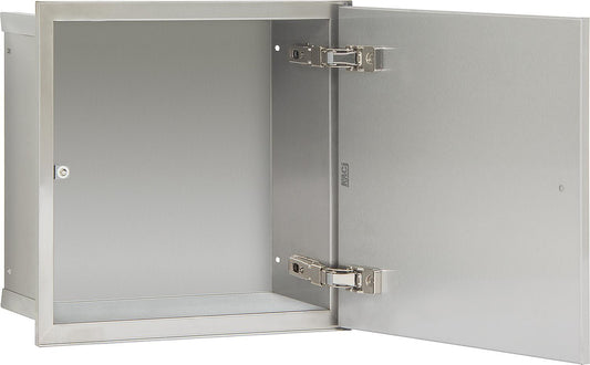 Built-in stainless steel container, 300 mm high, 1 tileable door, reversible hinge