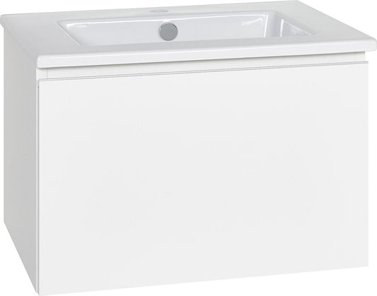 Meuble sous-vasque WTU + Céramique WT ELA, structure blanche, façade blanche brillante, 610 x 420 x 510 mm