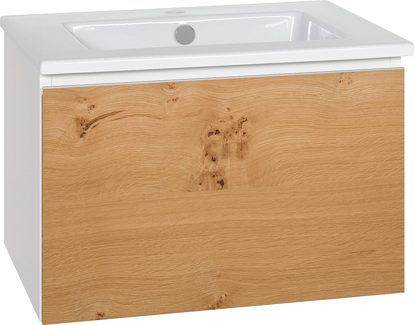 Meuble sous-vasque WTU + Céramique WT ELA, structure blanche, façade blanche brillante, 610 x 420 x 510 mm