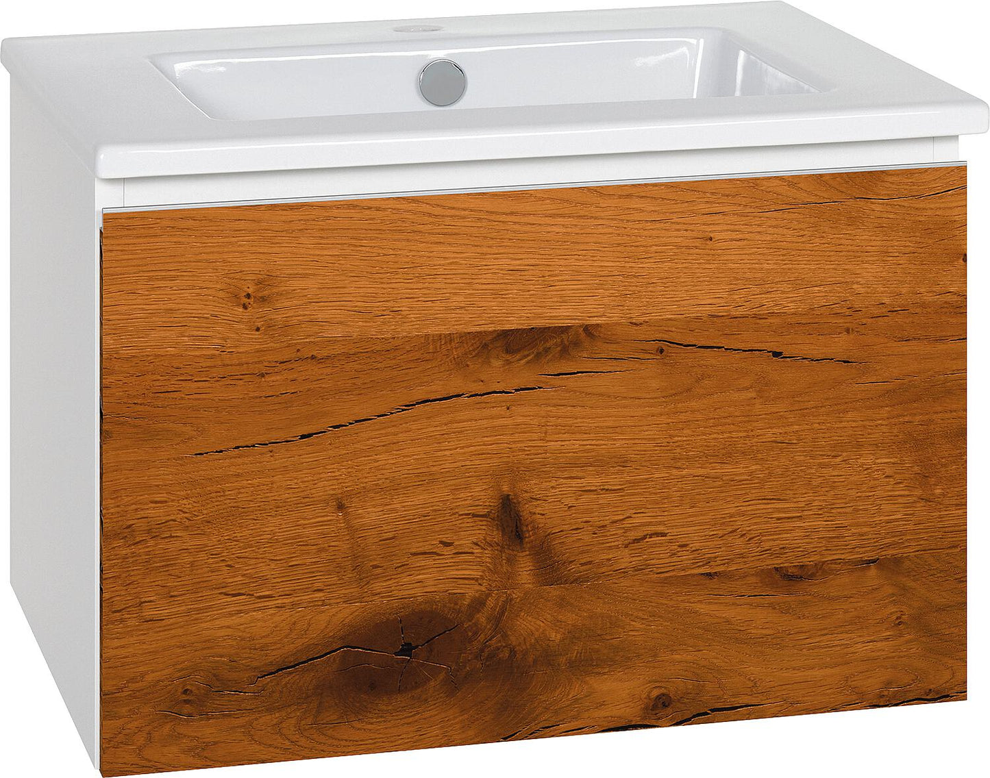 Meuble sous-vasque WTU + Céramique WT ELA, structure blanche, façade blanche brillante, 610 x 420 x 510 mm