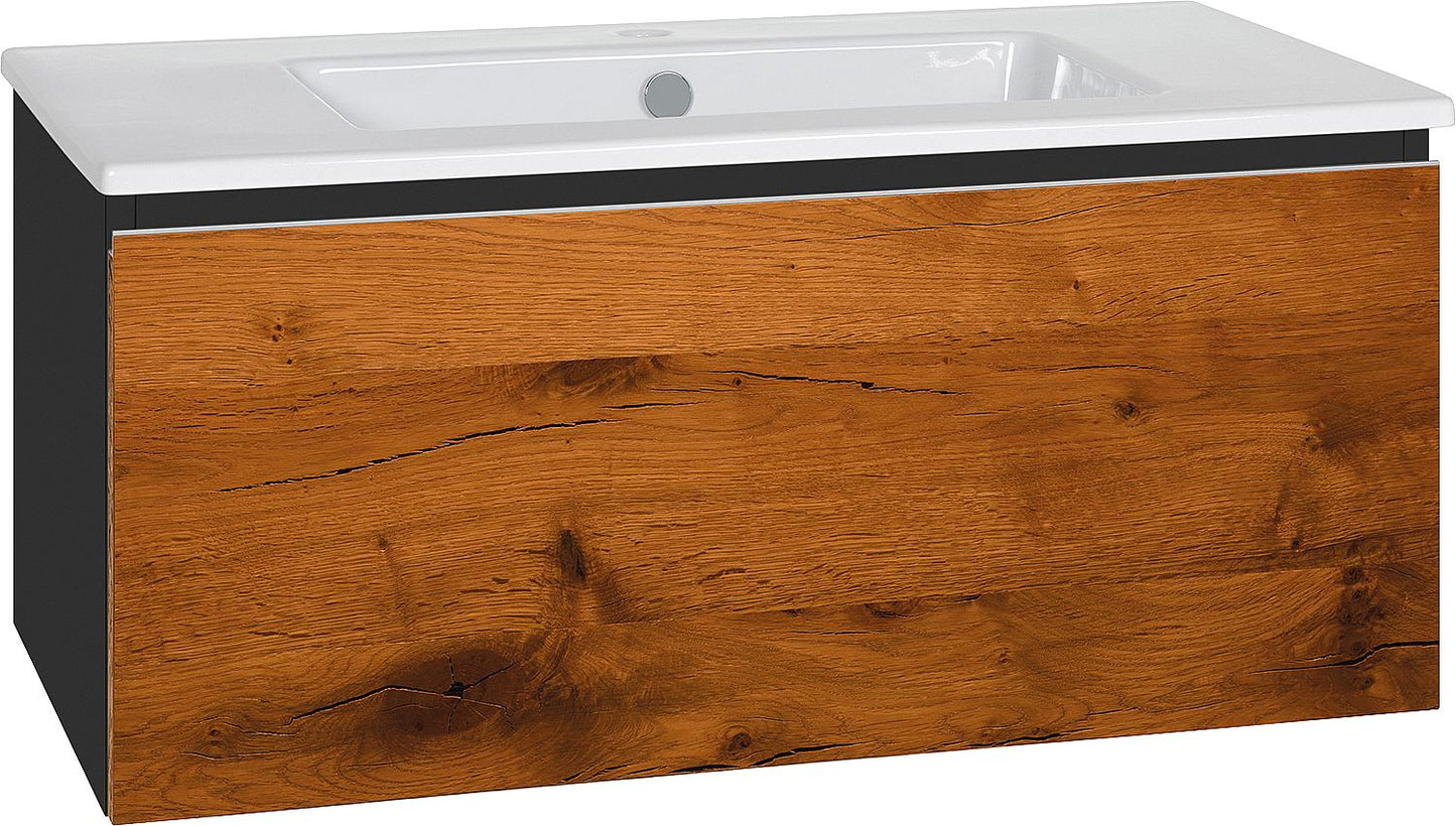 WTU + Keramik WT ELA Korpus schwarz smt Front weiss hochglanz Dekor, 910x420x510 mm