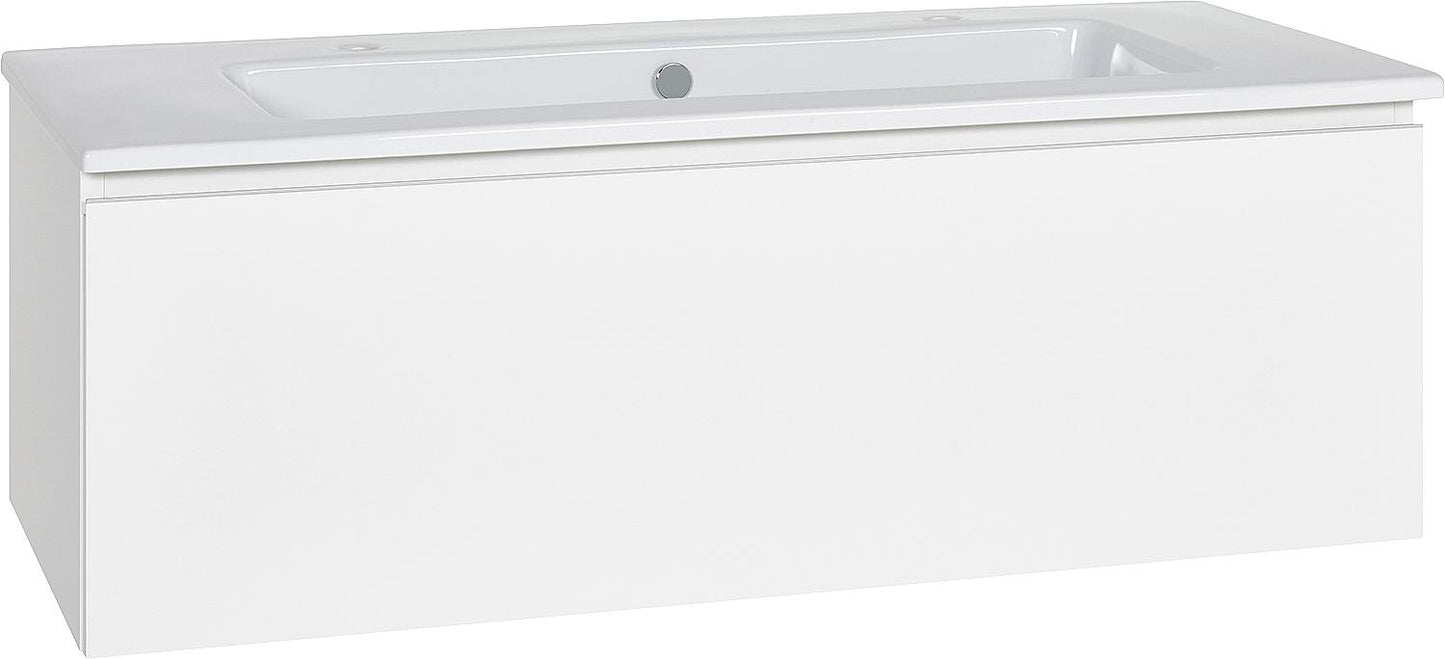 WTU + Keramik WT ELA Korpus weiss smt Front weiss hochglanz Dekor, 1210x420x510 mm