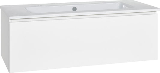 Meuble sous-vasque WTU + Céramique WT ELA, structure blanche, façade blanche brillante, 1210 x 420 x 510 mm