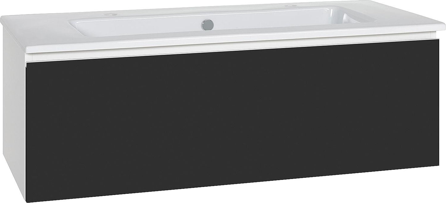 WTU + Keramik WT ELA Korpus weiss smt Front weiss hochglanz Dekor, 1210x420x510 mm