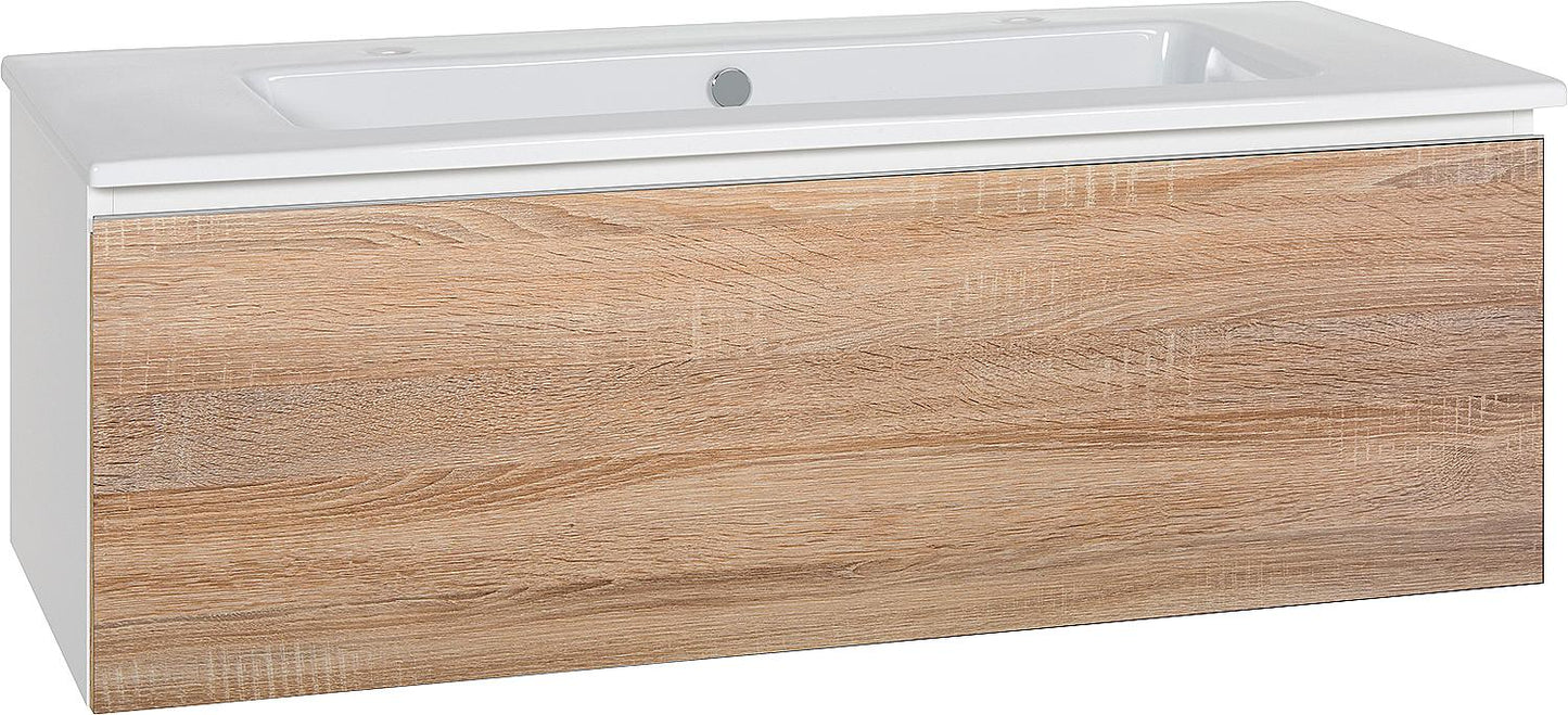 WTU + Keramik WT ELA Korpus weiss smt Front weiss hochglanz Dekor, 1210x420x510 mm