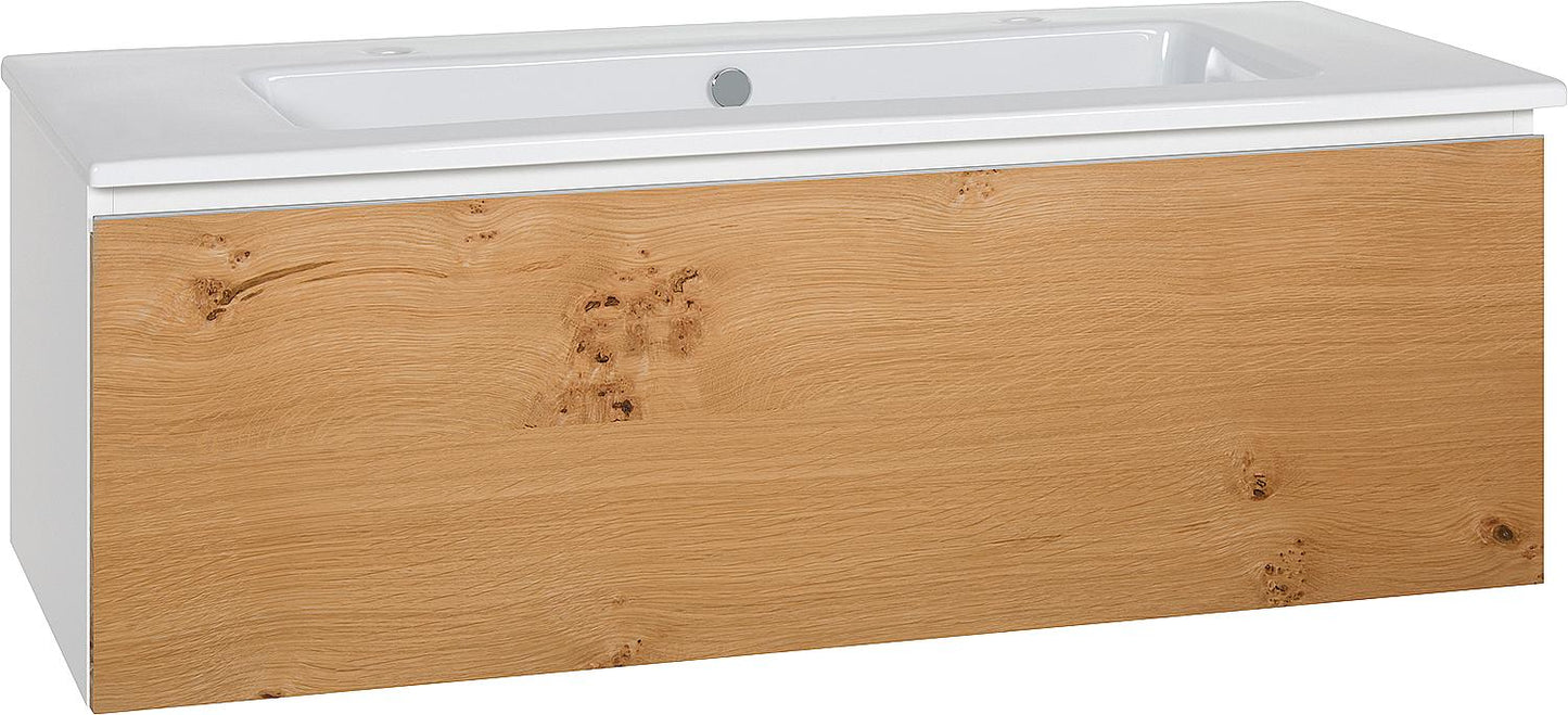 WTU + Keramik WT ELA Korpus weiss smt Front weiss hochglanz Dekor, 1210x420x510 mm