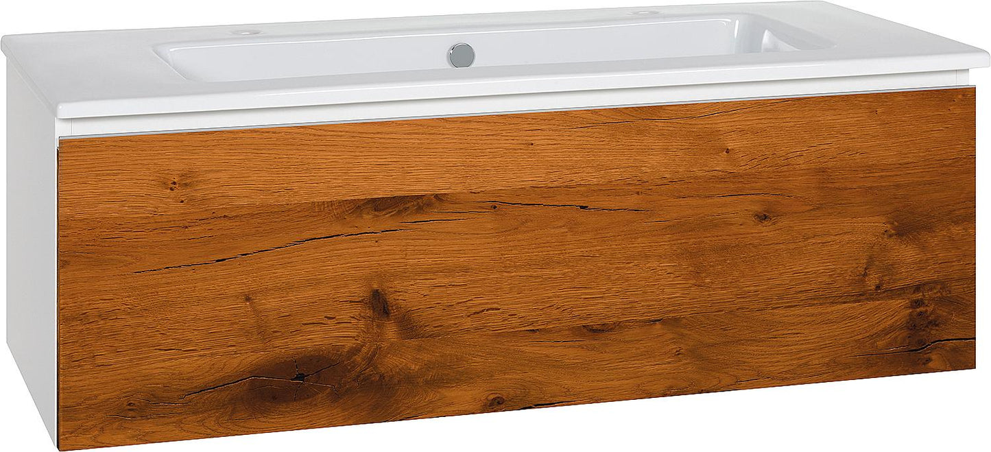 WTU + Keramik WT ELA Korpus weiss smt Front weiss hochglanz Dekor, 1210x420x510 mm