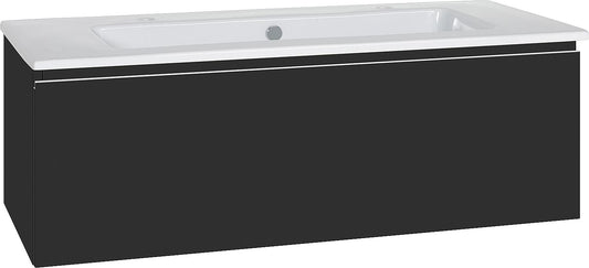 Lavabo en céramique WTU + série ELA, corps noir, façade noire, 1210 x 420 x 510 mm