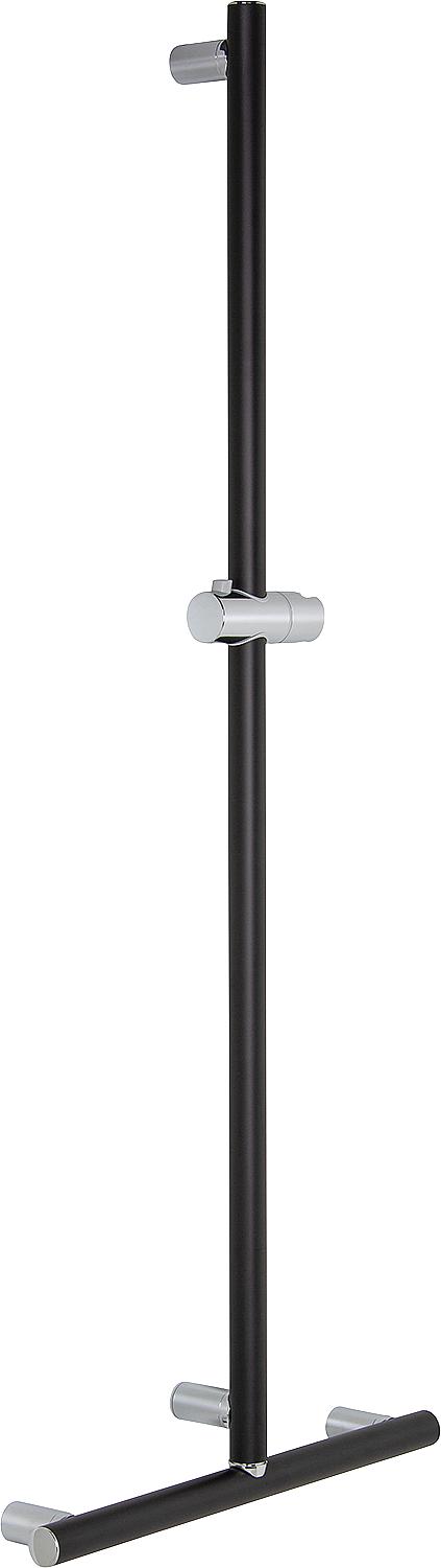 Elida shower handrail with shower rail, matt black powder-coated, WxHxD: 500x1235x87mm