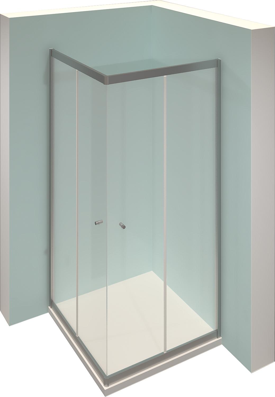 Cabine de douche d'angle Alpha 2, 2 portes coulissantes et 2 panneaux de verre fixes