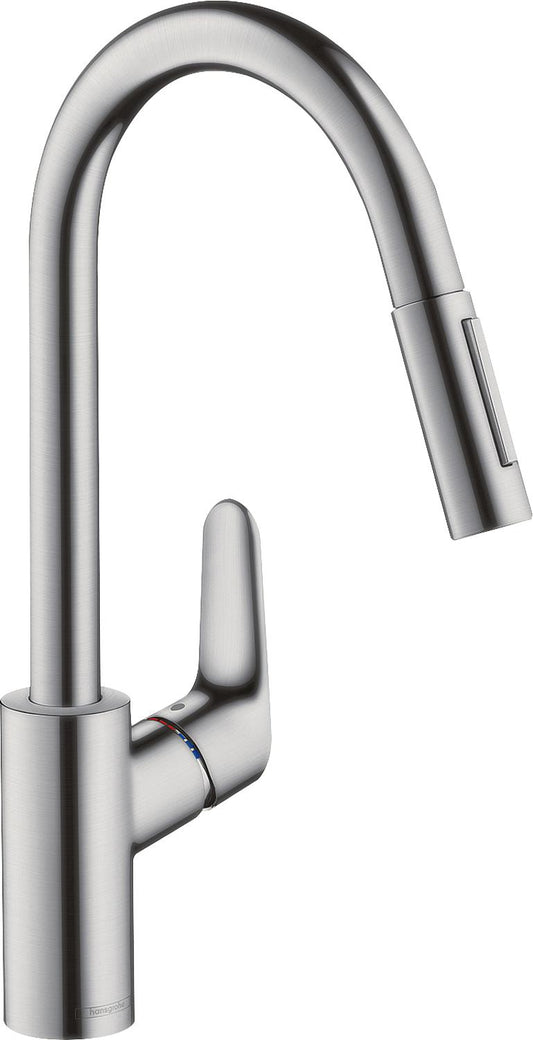 Spültischmischer Hansgrohe Focus 240 herausziehbare Geschirrbrause + System S-Box Ausladung 220 mm chrom