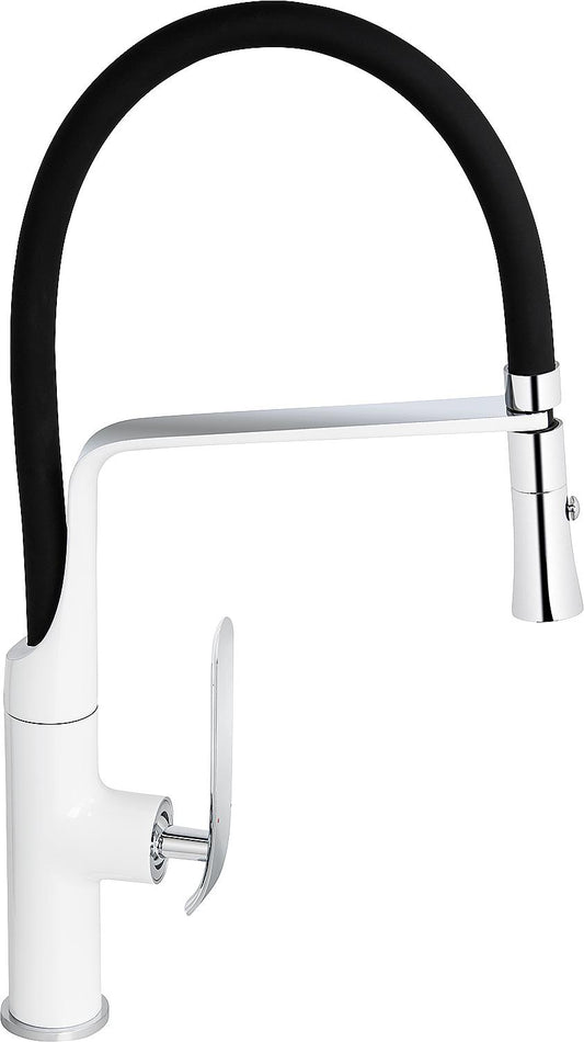 Spültischmischer Ejan herausnehmbare Geschirrbrause Ausladung 221 mm weiss/chrom Brauseschlauch in schwarz