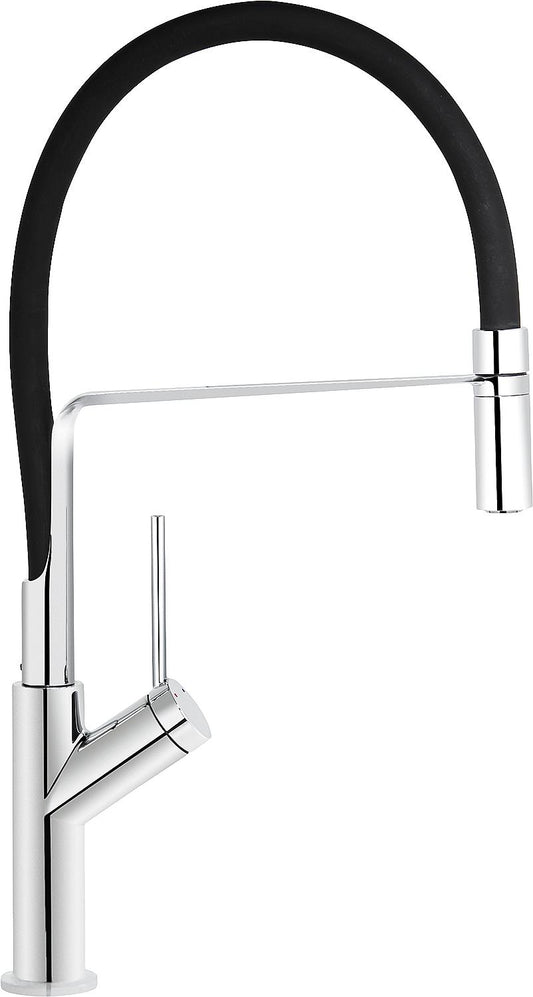 Spültischmischer Live 2.0 herausnehmbare Geschirrbrause Ausladung 221 mm verchromt Brauseschlauch in schwarz