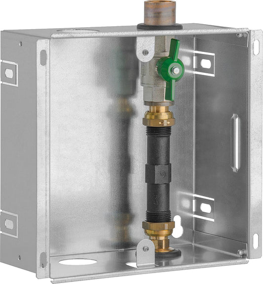 Boîtier d'installation pour compteur d'eau DN20 (3/4"), 1 vanne à bille, adaptateur 110 mm, sans couvercle
