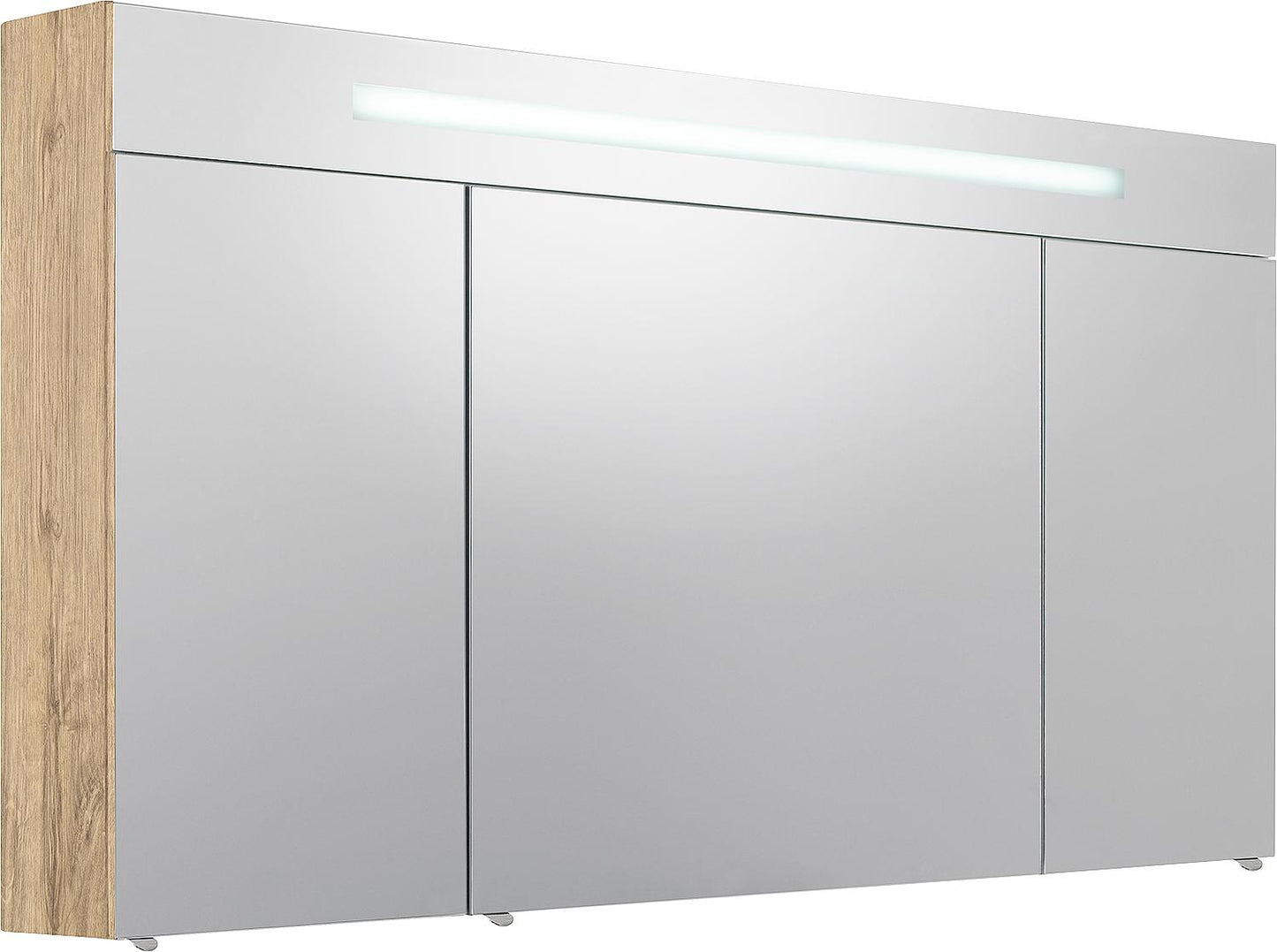 Mirror cabinet with illuminated panel, white high gloss, 3 doors, 1200x740x160 mm