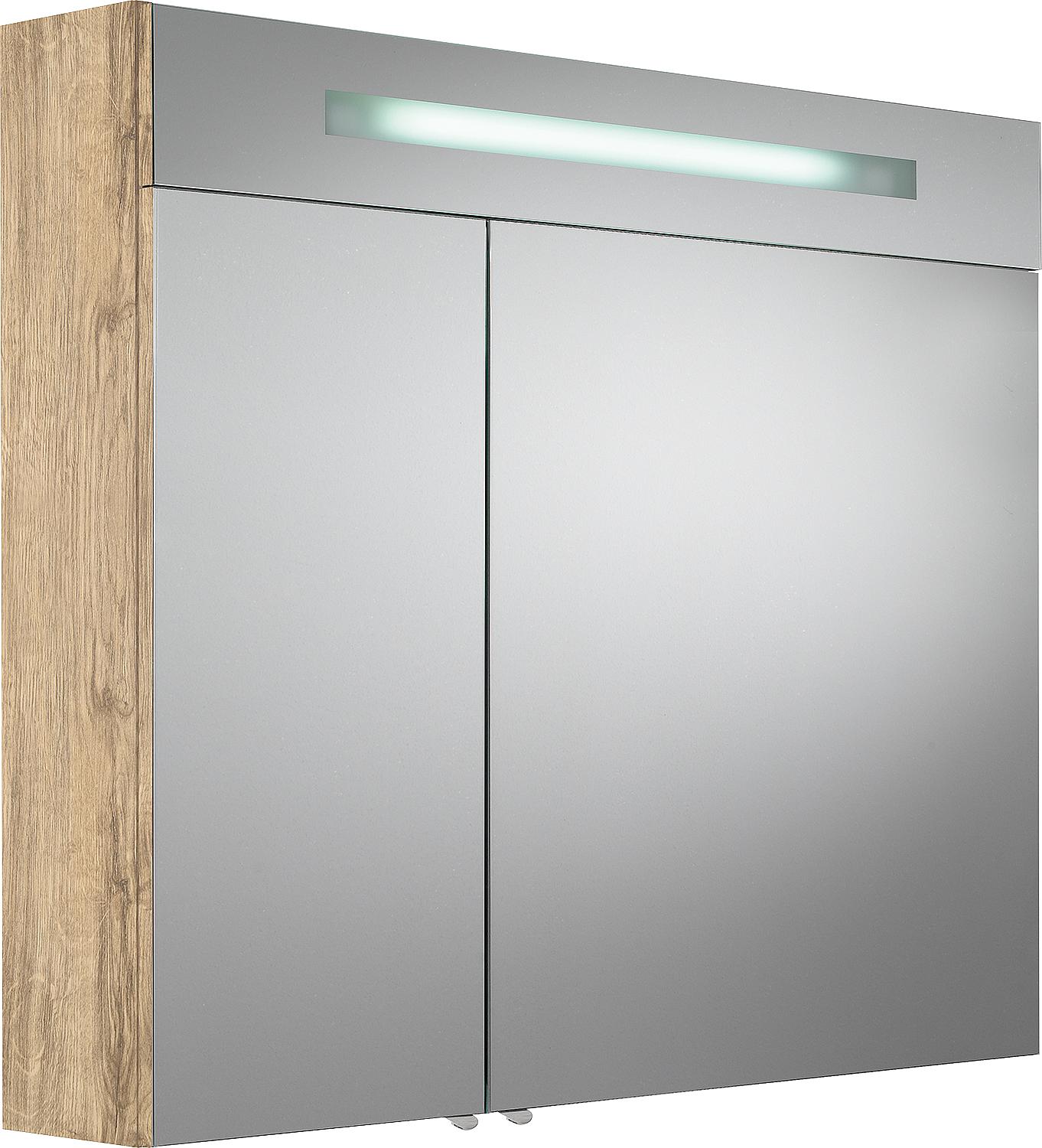 Spiegelschrank mit beleuchteter LED-Zierblende, 900 mm Breite