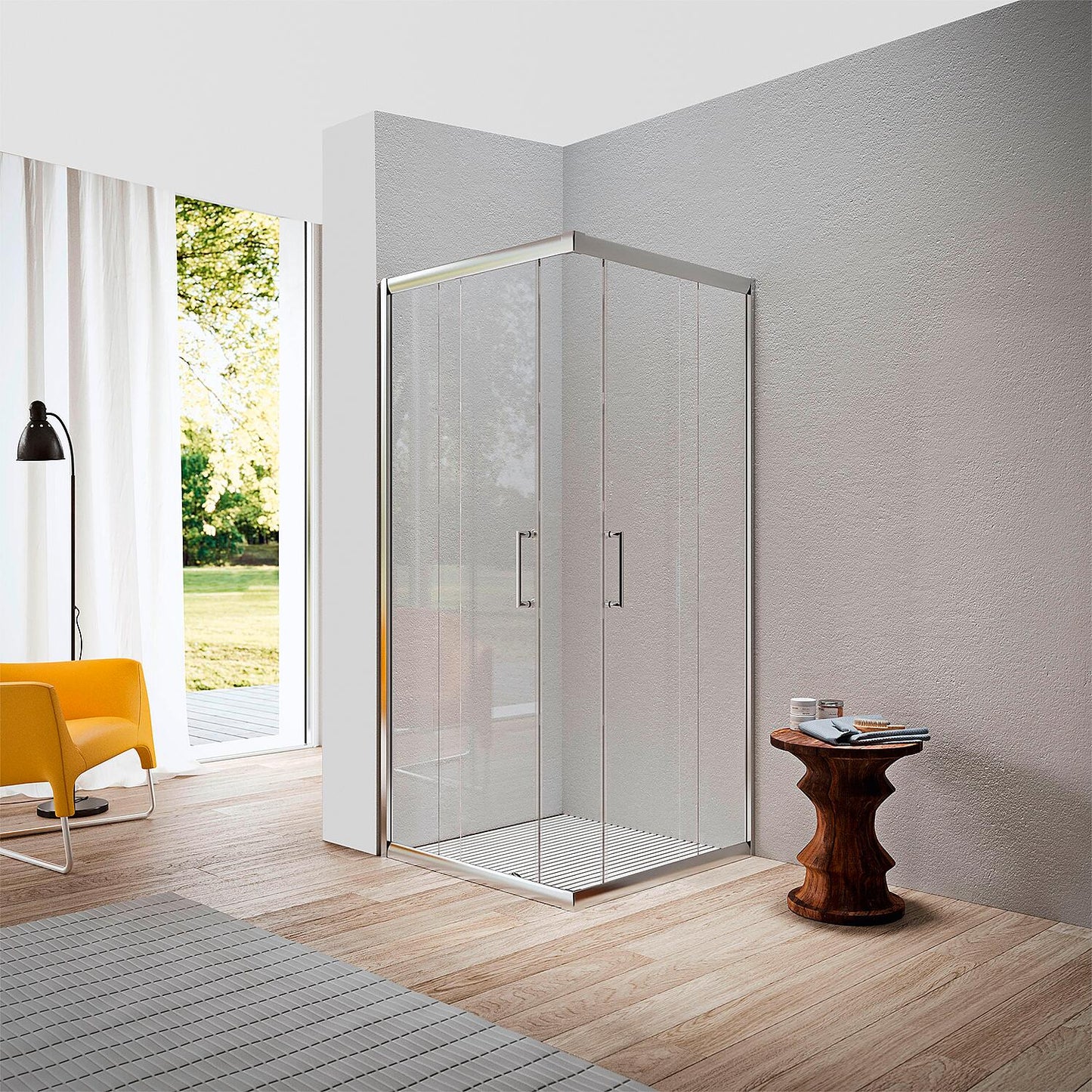 Elion 2.0 corner shower enclosure, 965-990 x 1165-1190 mm, height 1950 mm, 6 mm glass, 2 sliding doors