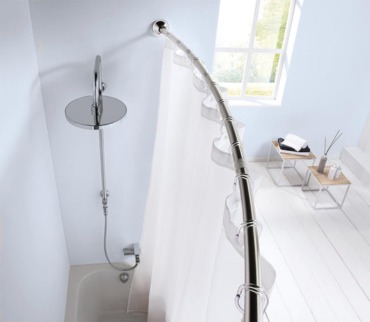 Esom shower rail 25mm 1250 - 2200mm, chrome-colored curved shape