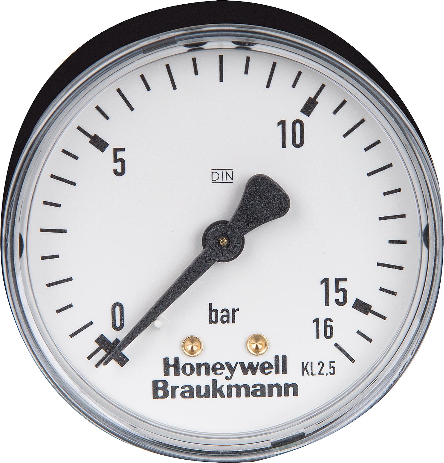 Pressure gauge 0-16 bar DN8 (1/4"), vertical, Ø 63 mm, for W&amp;S-HWS