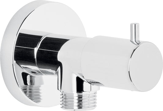 Wall connection elbow with integrated shut-off valve DN15 (1/2'') chrome