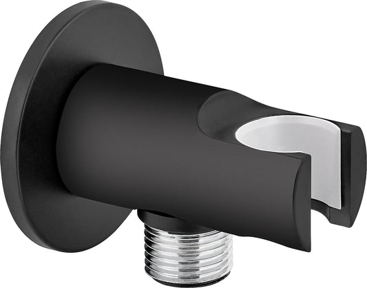 Wall connection elbow including shower holder Enzan Nero D15 (1/2") matt black