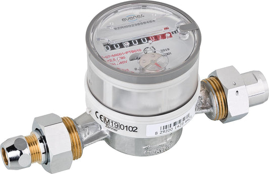 Angle valve meter, hot water Q3=2.5 (QN 1.5 m³/h), installation length 110 mm, DN20, including certification fee