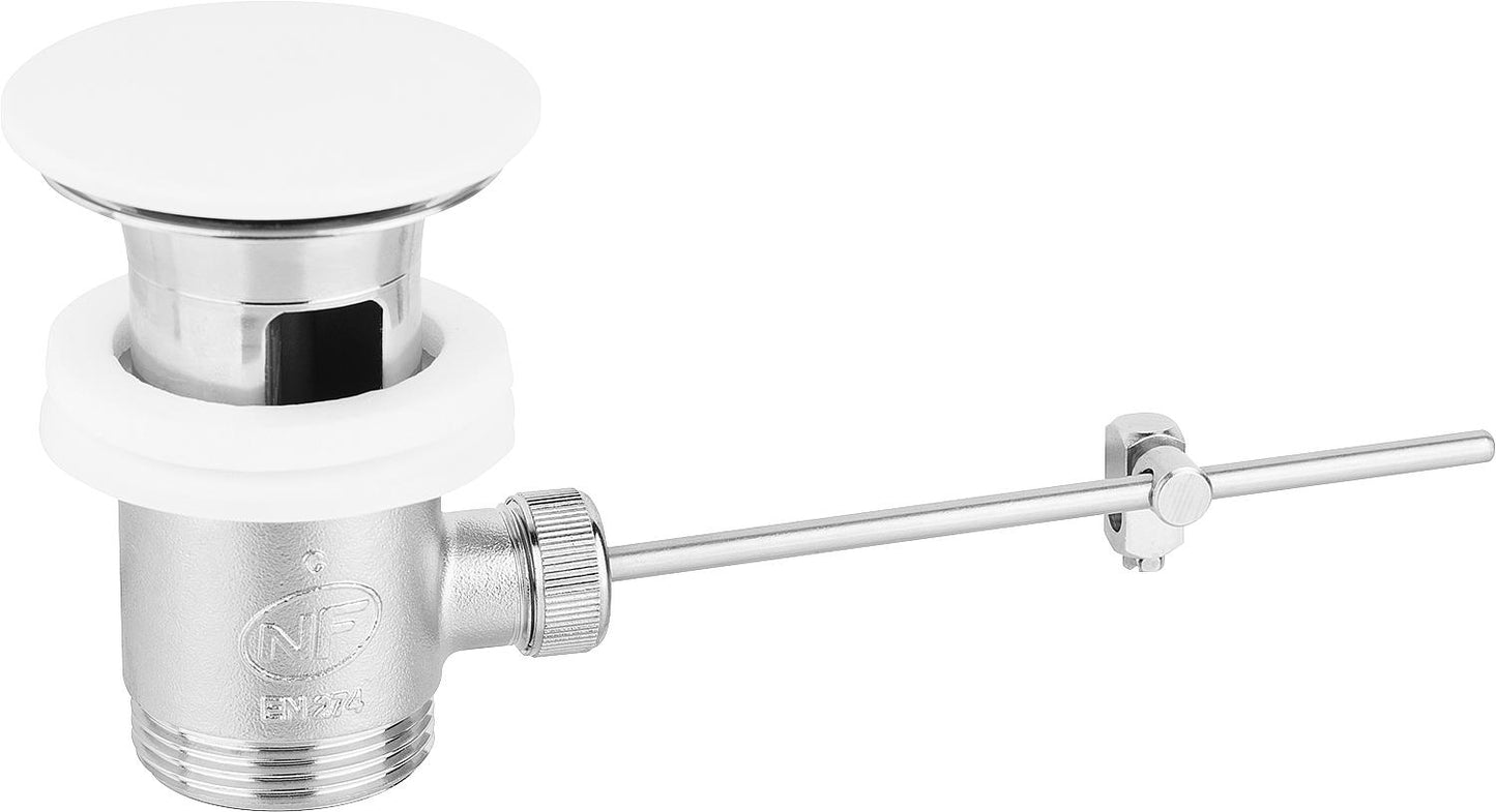 Raccord excentrique DN32 (1 1/4") avec bouchon en céramique, laiton blanc chromé
