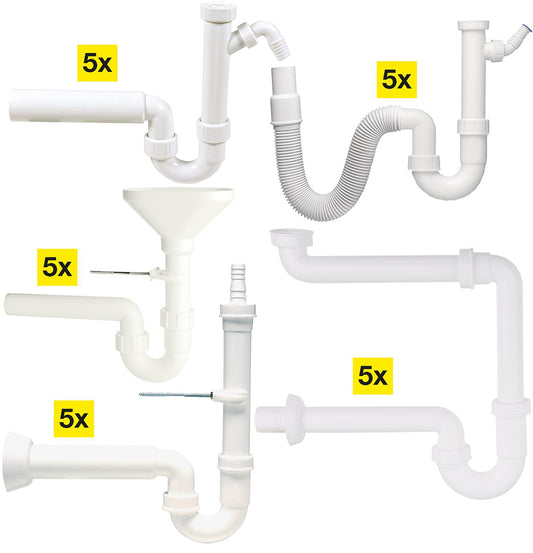 Siphon-Set Kunststoff 25-teilig