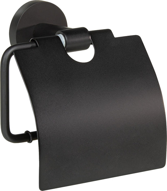Eldrid nero paper roll holder with lid, brass, black