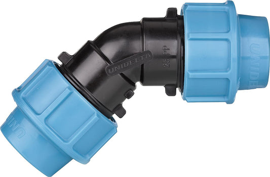 Plastic connector, clamp connector, transition angle 63x63 / 45° ixi