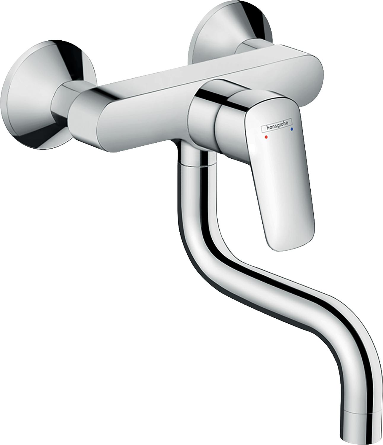 Hansgrohe Logis M31 wall-mounted kitchen mixer with swivel spout, 209 mm projection, chrome