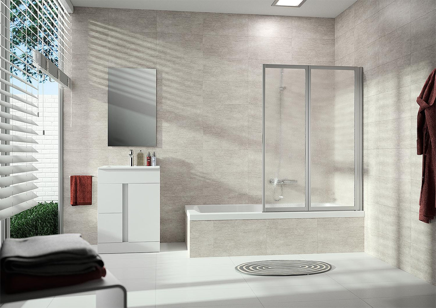 Pare-baignoire Hüppe Combinett en deux parties, verre acrylique argent mat, dimensions L x H : 1000-1015 x 1400 mm