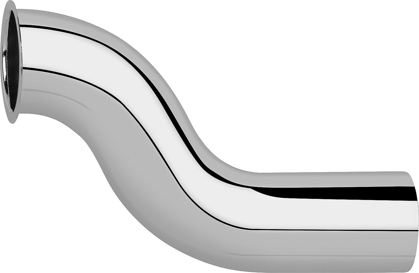 Tube évasé D=32 mm x 125 mm, déport de 50 mm, laiton chromé