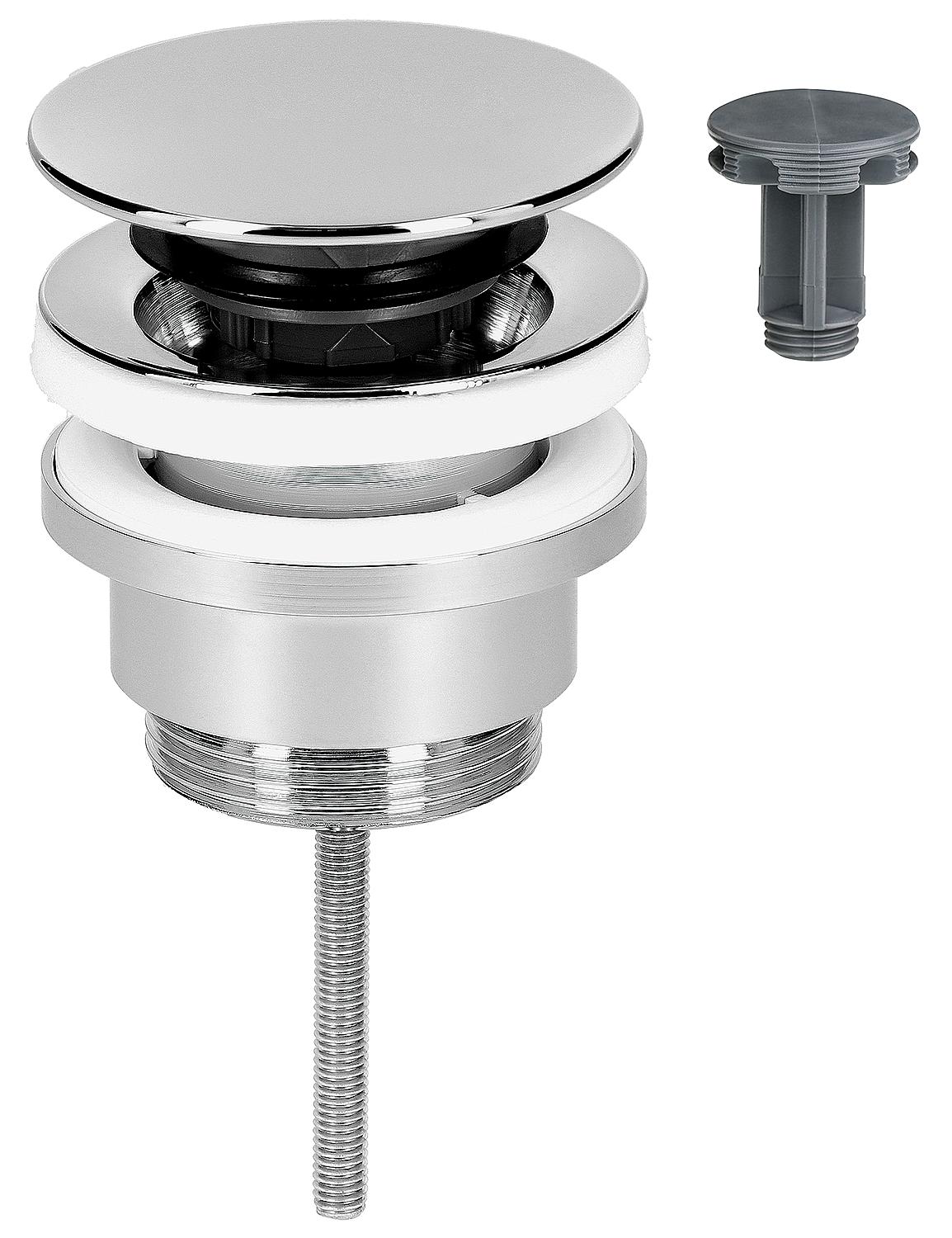 Schaftventil Klicker/feststehend Abdeckplatte verchromt, Ø 63 mm, DN 32 (1 1/4")