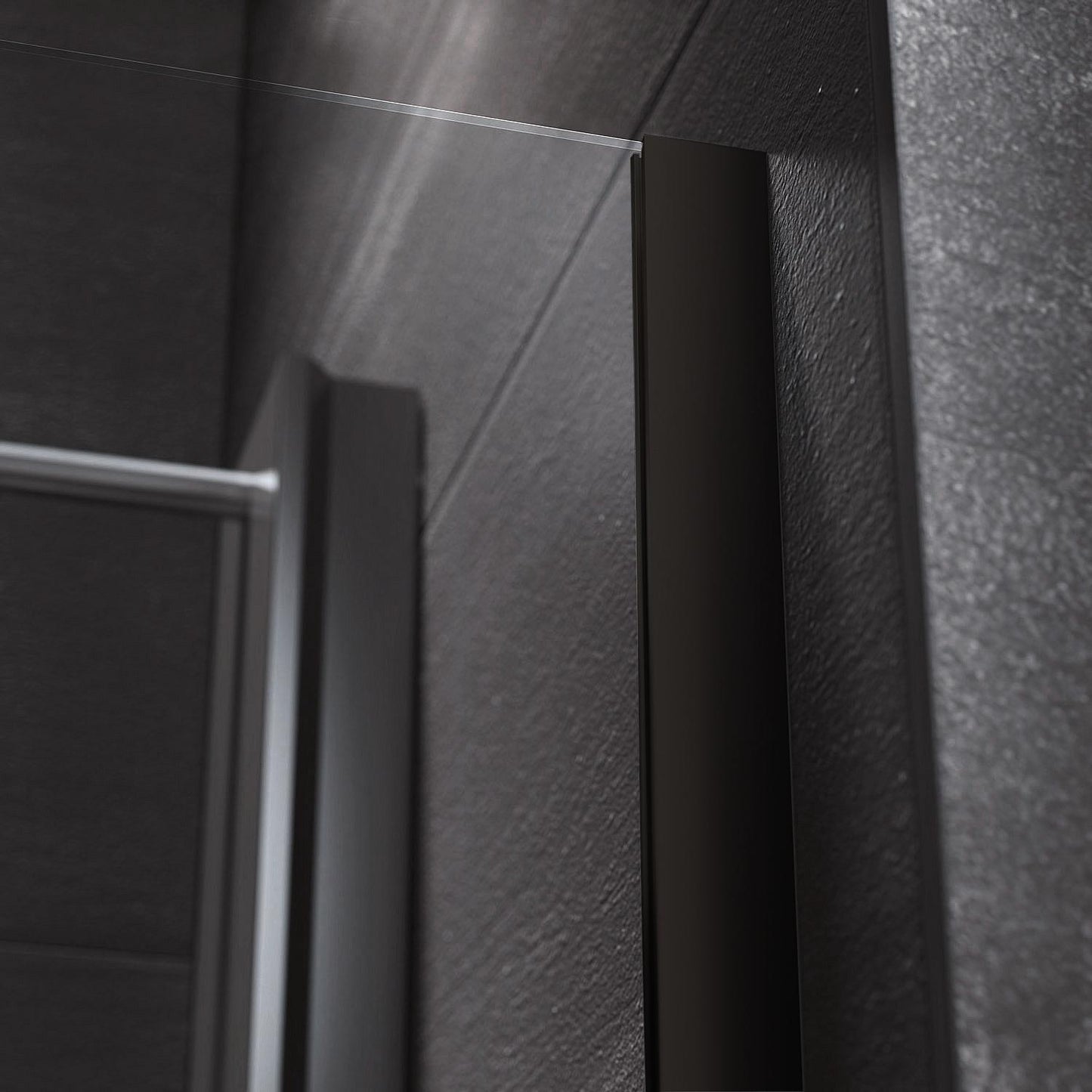 Cabine de douche à l'italienne en verre Liri Nero avec profilé mural et barre de stabilisation, carrée, noir mat, 1570 - 159,5 mm ETC