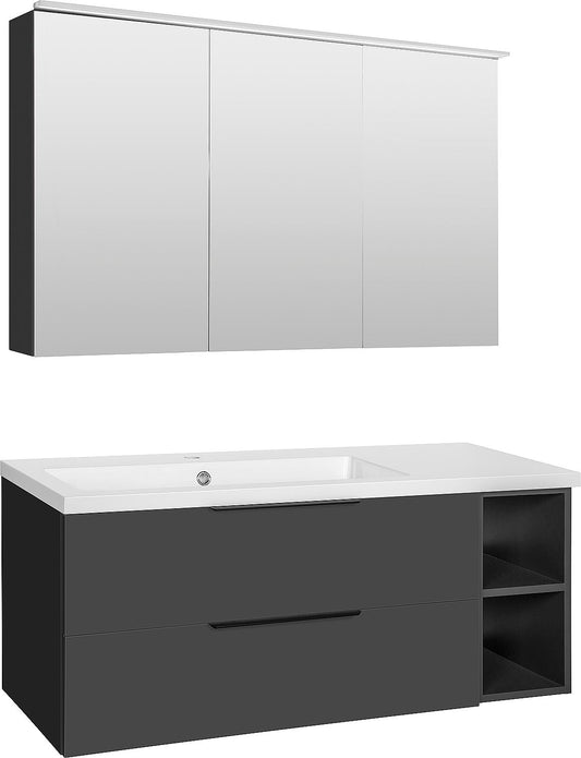Badmöbel-Set Lossa mit 2 Frontauszügen und 2 offenen Regalen