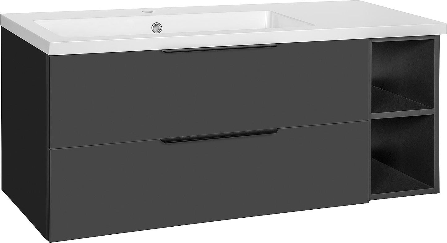 WTU+Mineral cast iron WT LOSSA 2 drawers, 1 open base cabinet anthracite matt