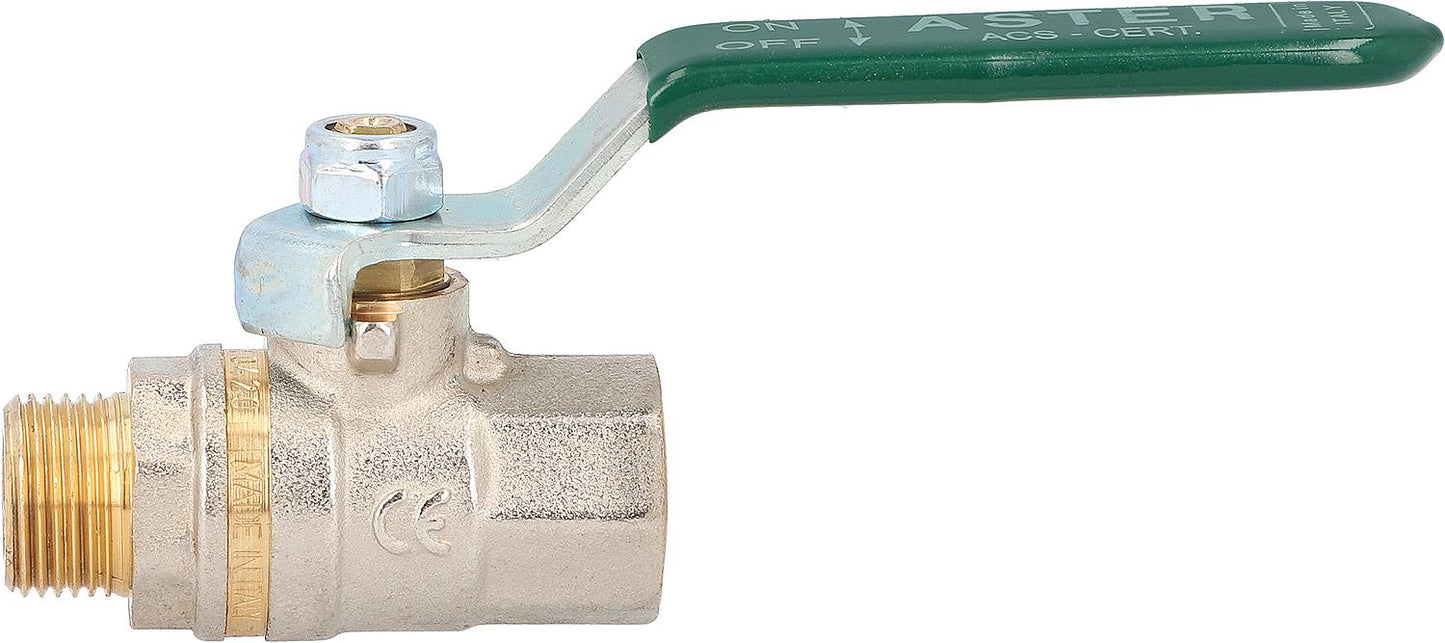 Messingkugelhahn ASTER AG/IG 2" DVGW-zertifiziert mit grünem Stahlhebel