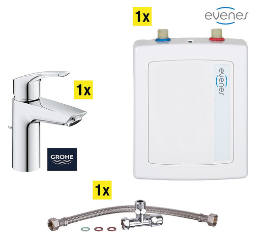 Durchlauferhitzerpaket best. aus 1x Kleindurchlauferhitzer, 1x WT -Einhebelm., 1x Installtions-Set