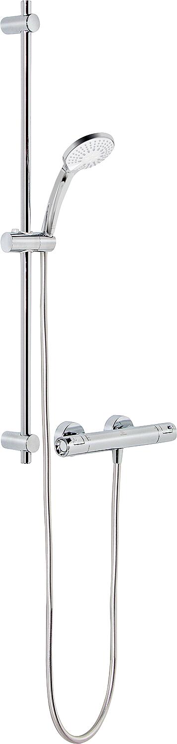 Ideal Standard Ceratherm 25 shower thermostat set, shower rail 600 mm, hand shower Ø 100 mm and shower hose, chrome