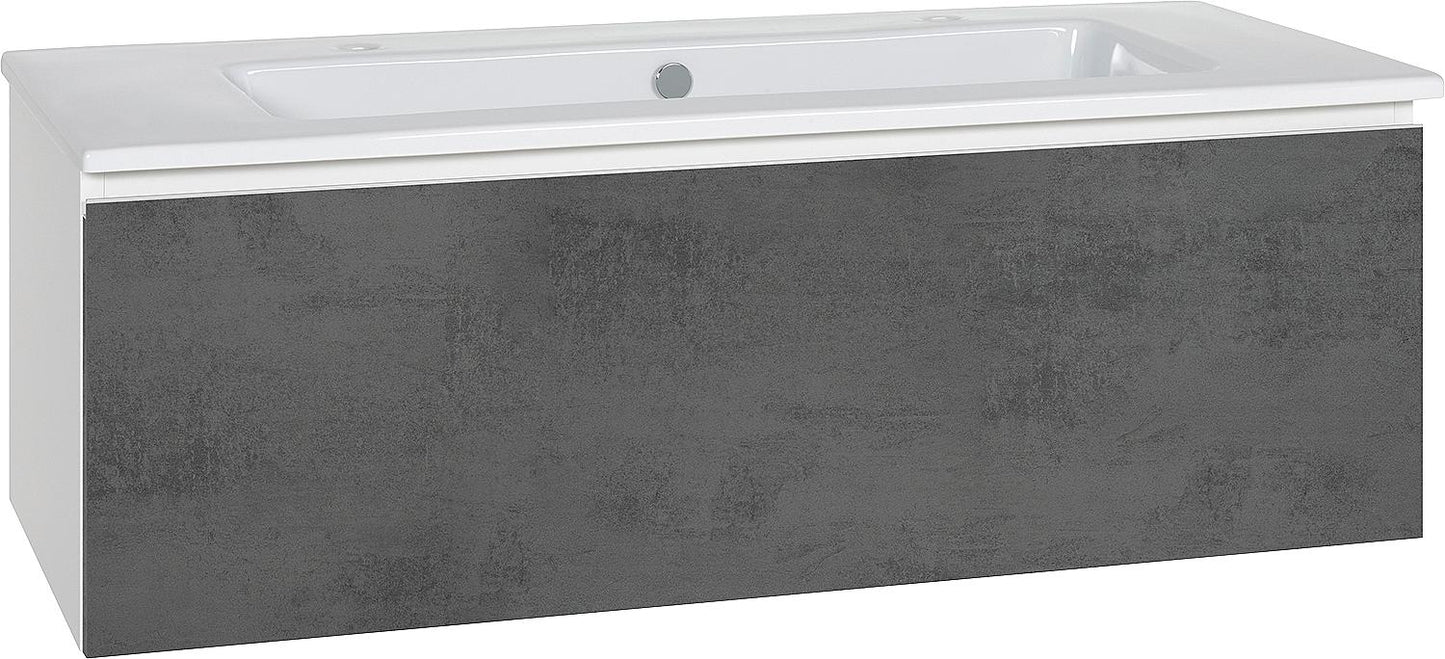 WTU + Keramik WT ELA Korpus weiss smt Front weiss hochglanz Dekor, 1210x420x510 mm