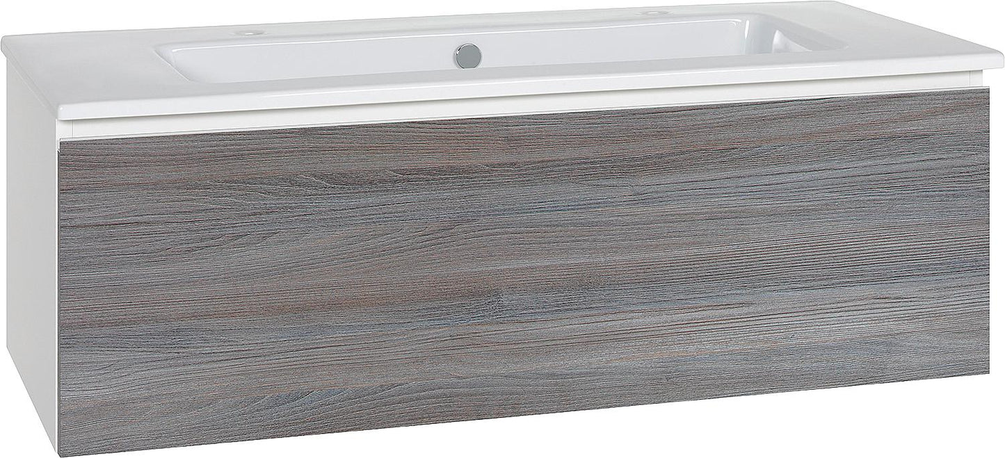 WTU + Keramik WT ELA Korpus weiss smt Front weiss hochglanz Dekor, 1210x420x510 mm