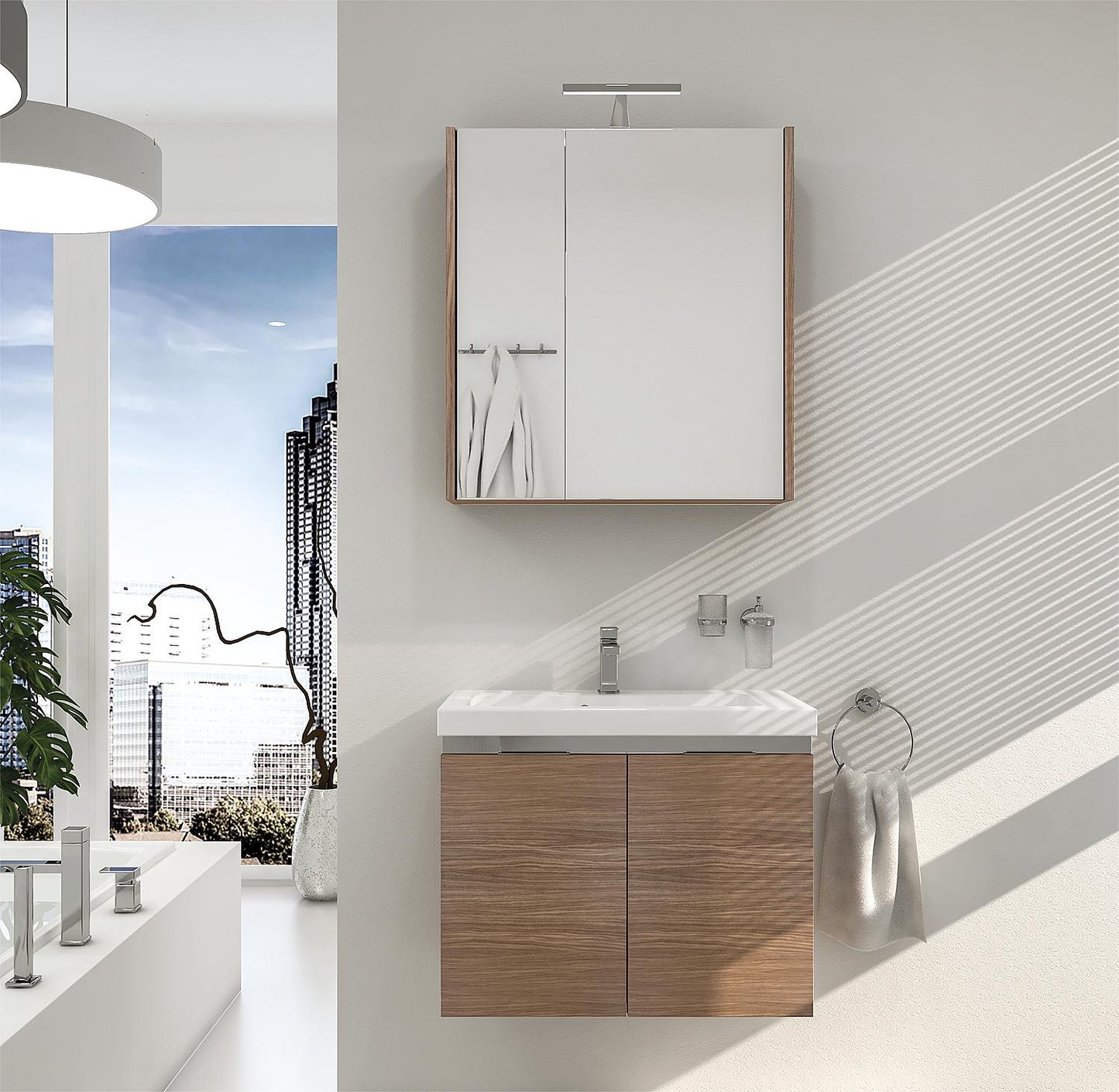 Ensemble de meubles de salle de bains Eola, largeur 710 mm, avec 2 portes à charnières