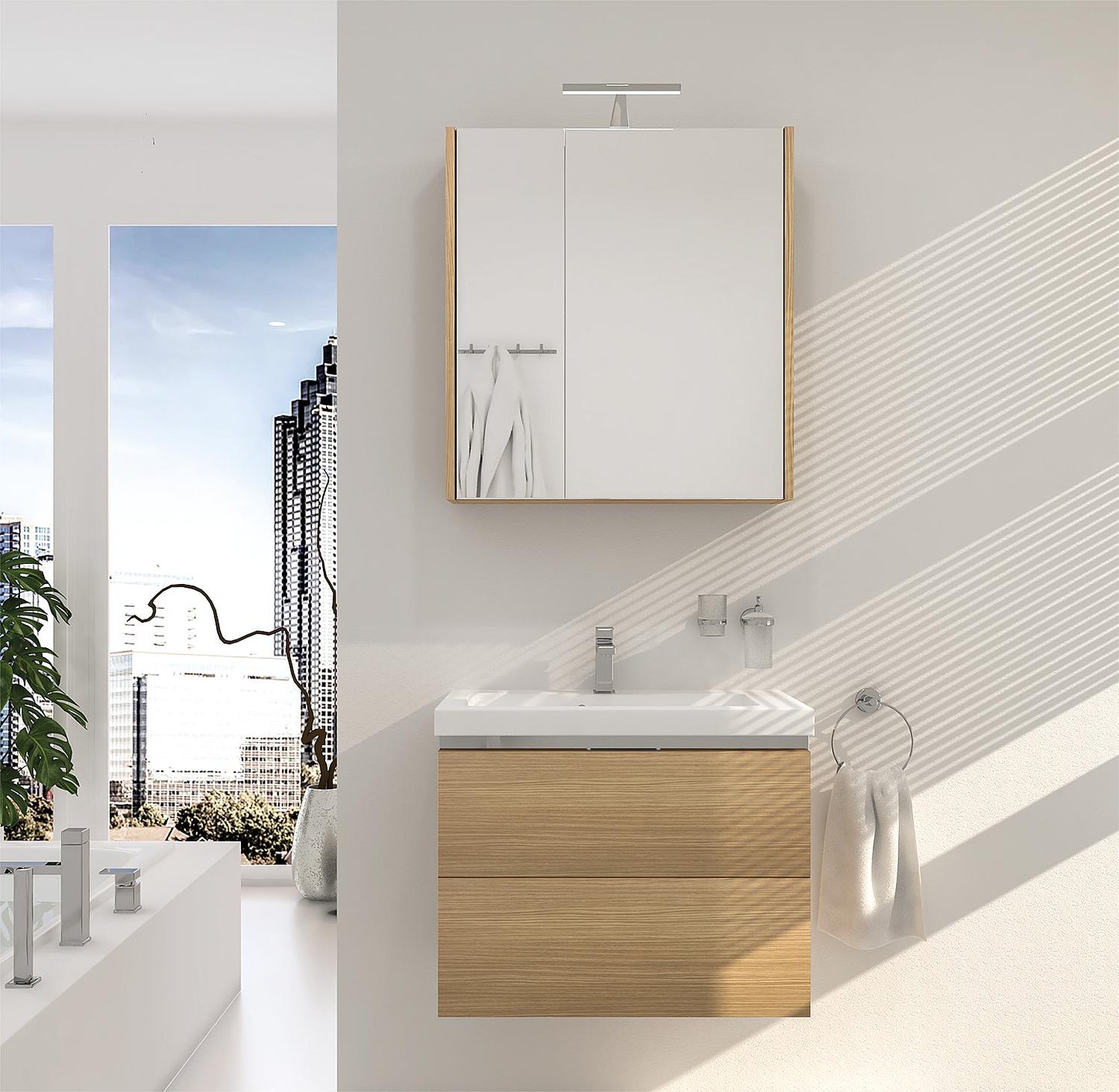 EOLA bathroom furniture set, anthracite matt, 700mm wide, 2 drawers