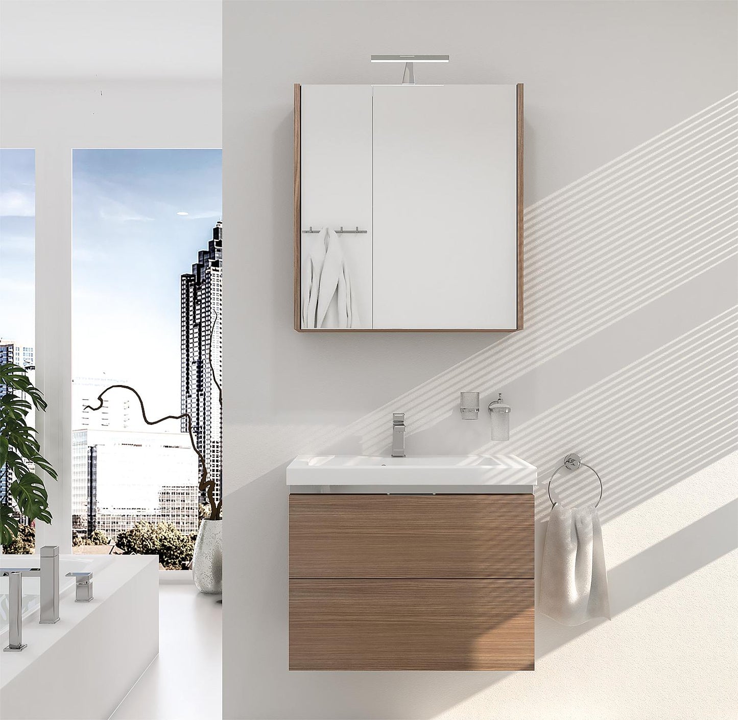 EOLA bathroom furniture set, anthracite matt, 700mm wide, 2 drawers