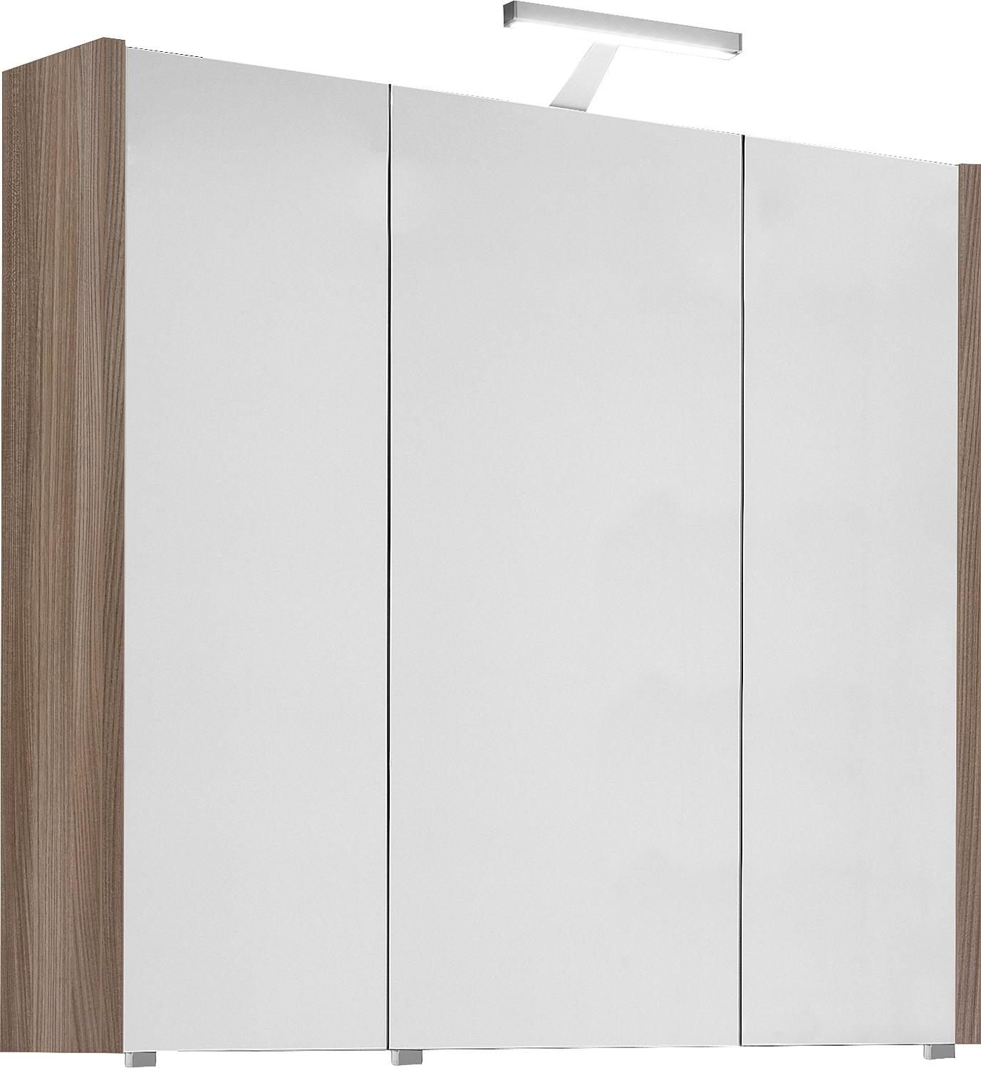 Mirror cabinet with lighting, anthracite high gloss, 3 doors, 850x750x188mm