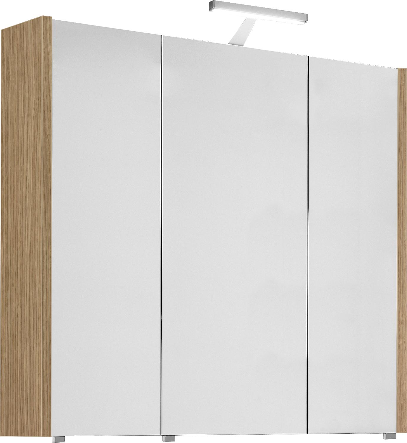 Mirror cabinet with lighting, anthracite high gloss, 3 doors, 850x750x188mm